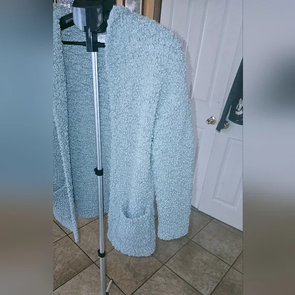 Nwot pink rose hooded cardigan sz sm. Sage green. - Picture 4 of 4